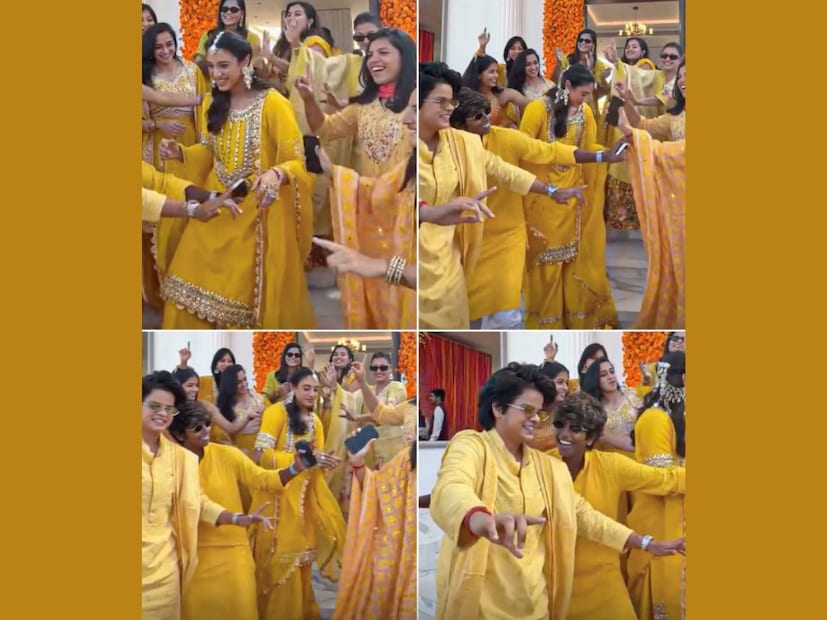 दरम्यान स्मृती मानधनाच्या या लग्नात अख्खी टीम इंडिया हळदीच्या रंगात न्हाऊन निघाली आहे. या दरम्यान भारताच्या महिला संघाचे सर्व खेळाडू उपस्थित होते.