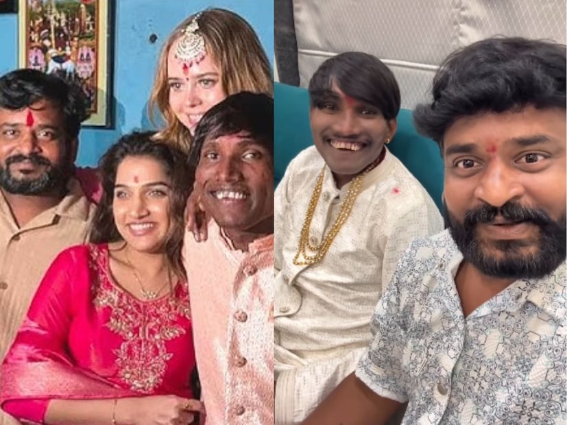  सूरजच्या हळदीला 'बिग बॉस मराठी'च्या पाचव्या पर्वातील DP दादा अर्थात धनंजय पवारदेखील उपस्थित होते. 'परदेशी गर्ल' इरिनादेखील सूरजची हळद एन्जॉय करताना दिसून आली.