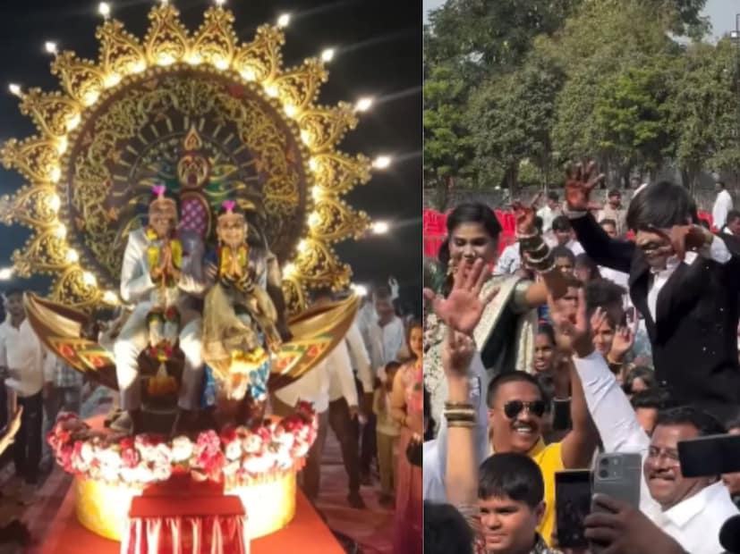  सूरज आणि संजना यांच्यालग्नात अचानक लोकांची गर्दी उसळल्यामुळे लग्नालाही तब्बल दोन तास उशीर झाला. 6 वाजून 11 मिनिटांनी होणारं लग्न साडे आठ वाजता पार पडलं.