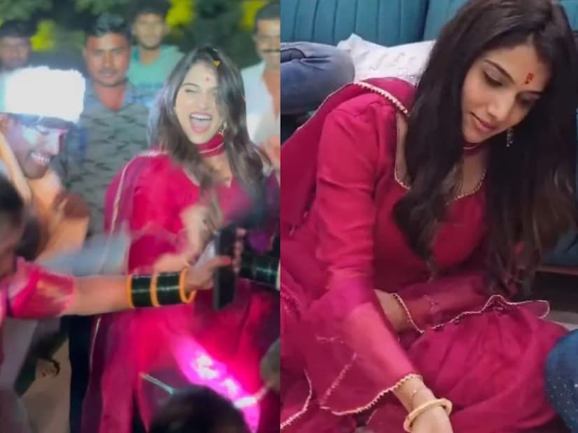  सूरज चव्हाणच्या लग्नात जान्हवी किल्लेकर हळदी समारंभापासून सहभागी झाली होती. करवली म्हणून ती मिरवत होती. लग्नातील तिच्या सर्व लूकची चांगलीच चर्चा झाली.