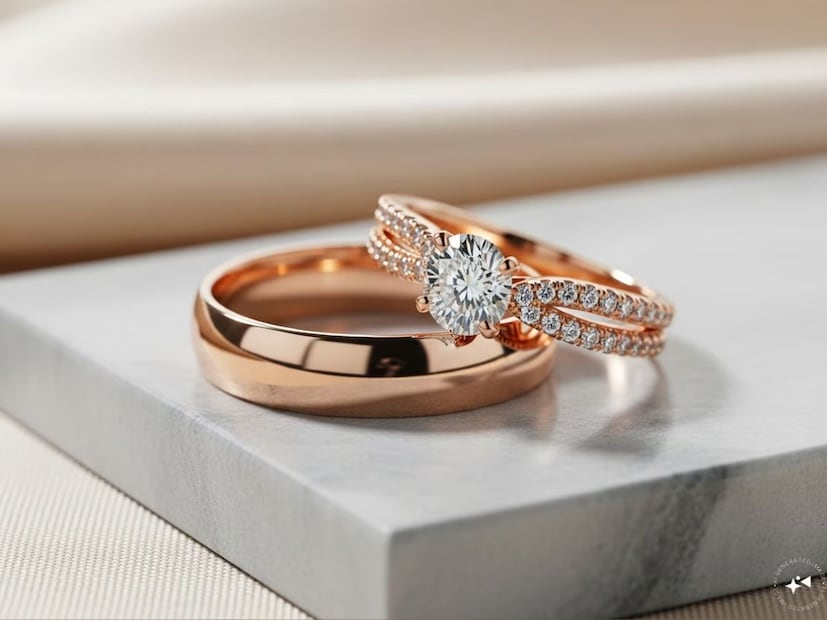 गुलाबी सोन्याच्या म्हणजेच रोज गोल्ड अंगठ्यादेखील हल्ली लोकप्रिय होत आहेत. या हलक्या गुलाबी रंगाच्या अंगठ्या महिलांच्या हातांवर सुंदर दिसतात. त्या आधुनिक आणि पारंपारिक दोन्ही शैलींमध्ये घालता येतात. हॅलो डिझाइनच्या अंगठ्यांमध्ये मध्यभागी एक मोठा हिरा असतो, जो लहान स्टोन्सने वेढलेला असतो. ही डिझाइन तुमच्या हातांना एक शाही आणि सुंदर स्पर्श देते.