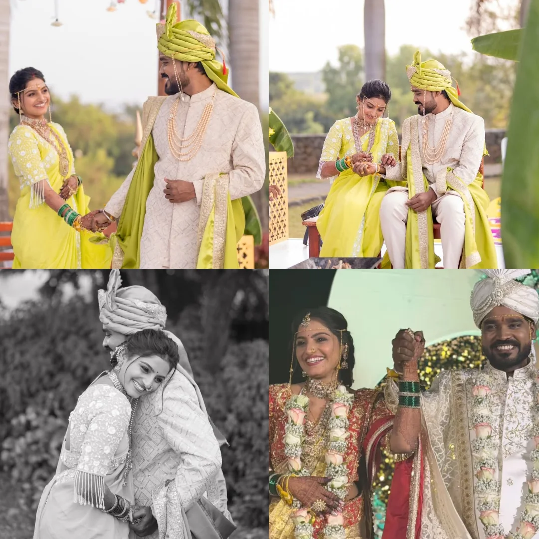 कोमलने मोठ्या थाटात लग्न केलं. तिच्या लग्नाचा लुक चाहत्यांनाही आवडला आहे. कोमलने लग्नात ग्रीन कलरची डिझाइनर साडी नेसली होती. तिचे दागिने आणि ज्वेलरीनं सगळ्यांचं लक्ष वेधलं. तर लग्नासाठी कोमलने खास लाल रंगाची नऊवारी साडी नेसली होती. 