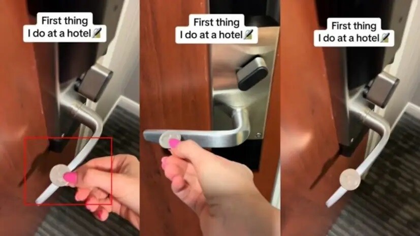 सतत प्रवास करणाऱ्या एका महिलेने सोशल मीडियावर ही ट्रॅव्हल टिप्स दिली आहे. तिनं सांगितल्यानुसार हॉटेल रूममध्ये जेव्हा तुम्ही राहाल तेव्हा झोपण्याआधी दरवाजाच्या हँडलवर नाणं जरूर ठेवा.
