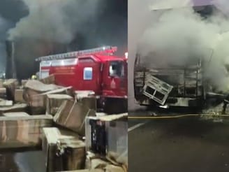 कंटेनरला लागली अचानक आग, महामार्गावर पडला नव्या कोऱ्या फ्रीजचा ढीग, PHOTOS