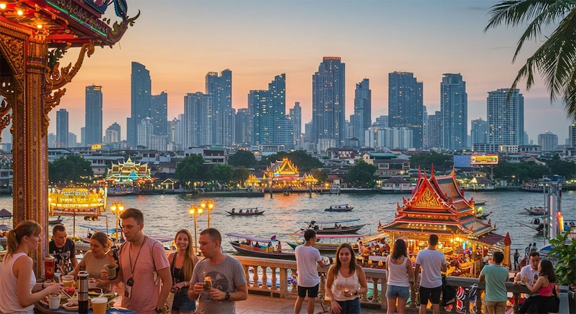 भारतीयांना थाई आणि आशियाई स्ट्रीट फूड खूप आवडते. बँकॉकमध्येही मोठ्या प्रमाणात भारतीय रेस्टॉरंट्स आहेत. सोम टॅम म्हणून ओळखले जाणारे पपई सॅलड येथे खूप लोकप्रिय आहे. मांसाहारी लोकांसाठी जेवणाचे विविध पर्याय देखील उपलब्ध आहेत.