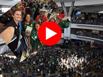 south africa welcome fans in tambo international airport