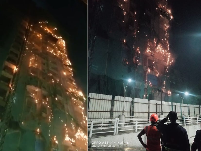 फटाक्यांच्या आतिषबाजीमुळे इमारतीच्या सेफ्टी नेटला आग लागली होती. तासाभराच्या प्रयत्नानंतर अग्निशमन दलाच्या जवानांनी आग विझवली. सुदैवाने या दुर्घटनेत कोणतीही जीवितहानी झाली नाही.