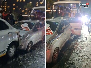 पुण्यात नवलेपाठोपाठ आणखी एक भीषण अपघात, एकमेकांना धडकल्या 7 गाड्या, PHOTO