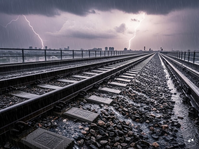 पाऊस आणि ओलावा खालपर्यंत जात नाही. ट्रॅक अशा उंचीवर ठेवले जातात जिथे पाणी साचत नाही. बॅलास्ट आणि उताराच्या डिझाइनमुळे ओलावा खाली जातो, ज्यामुळे दीर्घकालीन पाण्याचा संपर्क टाळता येतो.