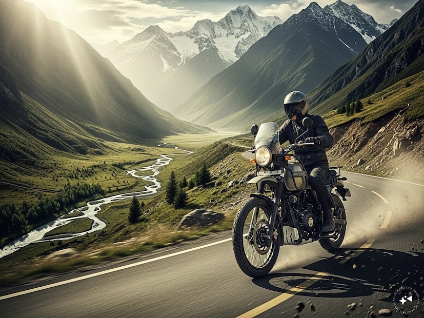 रॉयल एनफील्ड हिमालयन 450- US (अपसाइड डाउन) फोर्क्स रियर. हे विशेषतः खडबडीत भूप्रदेशासाठी डिझाइन केलेले आहे. त्याचा लांब सस्पेंशन प्रवास खड्डे आणि खडकांवरूनही झटके जाणवू देत नाही. 