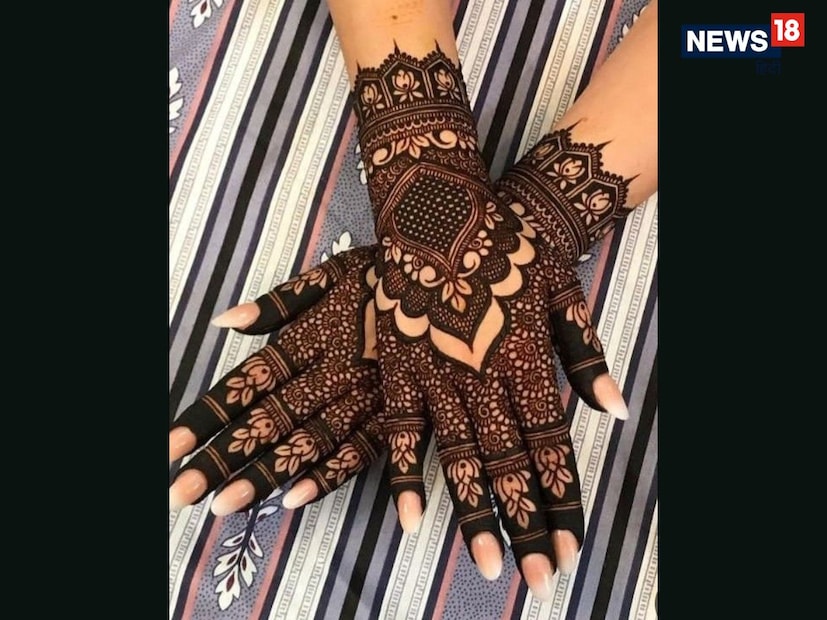 पाकिस्तानी फुल हँड मेहंदी डिझाइन : या स्टाईलमध्ये तळहातापासून कोपरापर्यंत संपूर्ण हात अत्यंत बारीक रेषा, लहान पाने आणि सूक्ष्म नमुन्यांसह भरणे समाविष्ट आहे. दाट डिटेलिंग मेहंदीला खोल आणि समृद्ध प्रभाव देते, ज्यामुळे ती छायाचित्रांमध्ये सुंदर दिसते. टीप : फोटोशूटच्या एक दिवस आधी मेहंदी लावा जेणेकरून रंग योग्यरित्या गडद होईल.