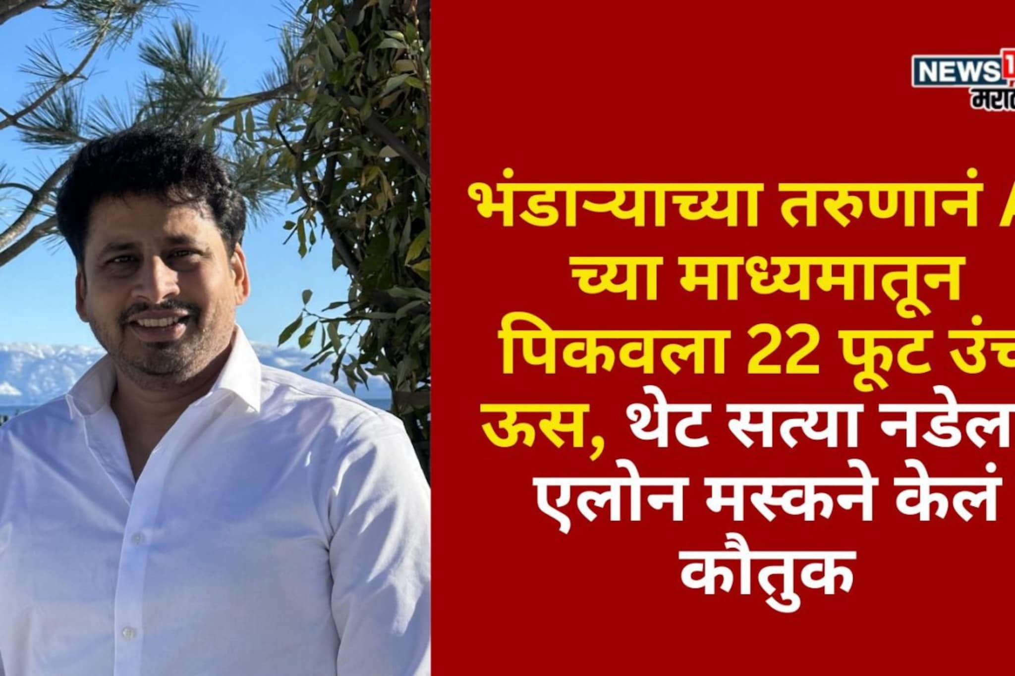 भंडाऱ्याच्या तरुणानं AI च्या माध्यमातून पिकवला 22 फूट उंच ऊस