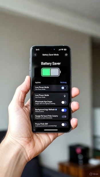 डिस्प्ले हा फोनचा सर्वात जास्त बॅटरी खाणारा भाग आहे. बॅटरी पॉवर सेव्हिंग मोड सुरू केल्याने स्क्रिन ब्राइटनेस, रिफ्रेश रेट कमी होतो.  मेल फेच बंद होतं, एनिमेशन आणि इफेक्ट्स कमी होतात, जीपीयूवरचा लोड कमी होतो.  लो पॉवर मोडमध्ये काही फोनवर 4G नेट वापरला जातो. 5G मध्ये जास्त बॅटरी लागते.