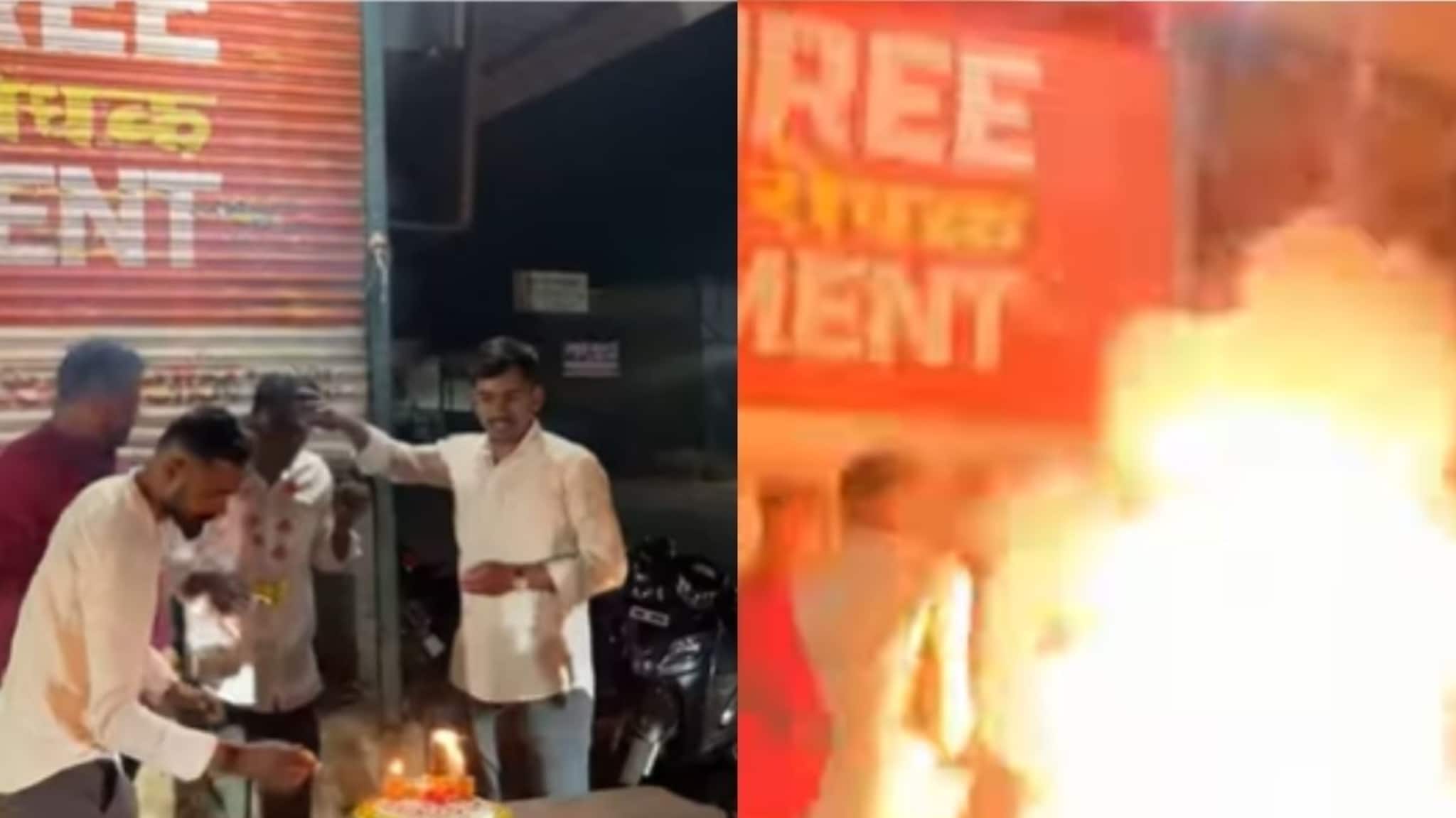 बापरे! मेणबत्ती पेटवली आणि बॉम्बसारखा फुटला केक, पण कसं काय? Watch Video