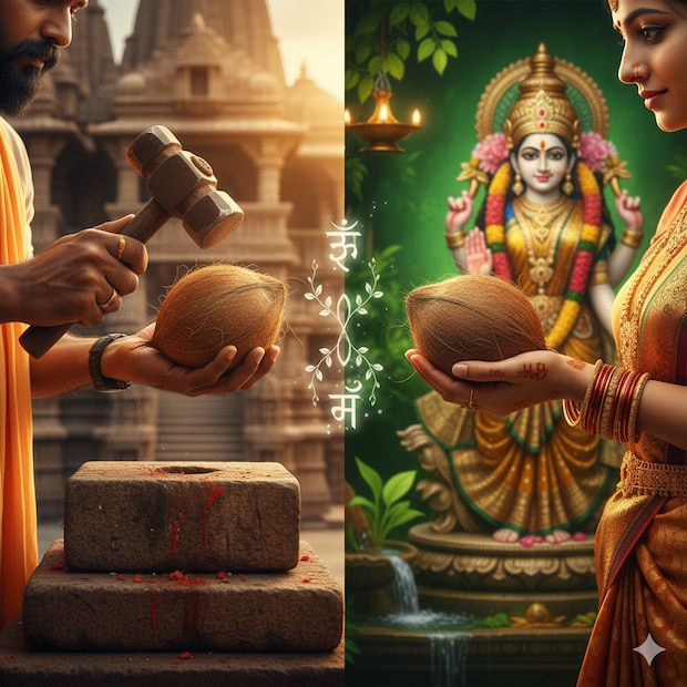 काही धर्मग्रंथांमध्ये स्पष्टपणे महिलांना नारळ फोडण्यास मनाई करण्यात आली आहे, कारण त्याचे थेट संबंध 'बलिदाना'शी जोडले जातात.