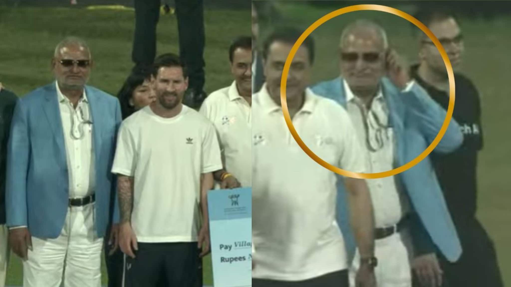 PHOTO : गॉगल घातला, मेस्सीच्या बाजूला उभे राहिले, मानिकराव कोकाटेंच्या वानखेडेवरील फोटोंची चर्चा