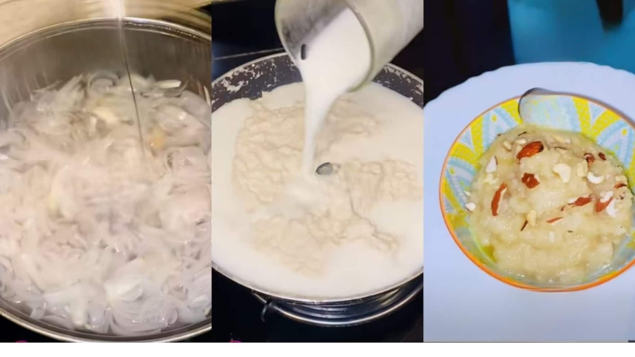 Weird Recipe : गाजर नाही, दुधी नाही तर चक्क कांद्याचा हलवा; बनवतात तरी कसा? Watch Video
