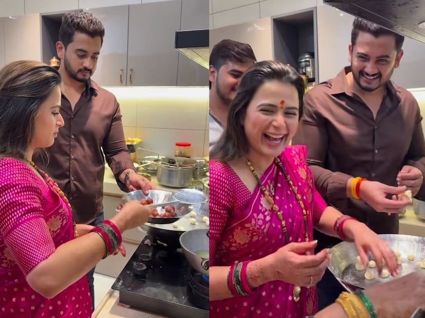  प्राजक्ताने सासरी पहिला गोड पदार्थ 'गुलाबजाम' बनवला आहे. प्राजक्ता गायकवाड आणि शंभूराज खुटवड यांनी गुलाबजाम बनवून सर्व कुटुंबियांना खाऊ घातले आहेत.