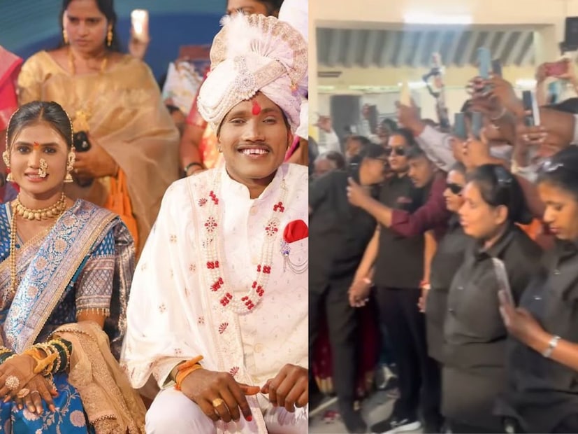  सूरजच्या लग्नात तब्बल 50 बॉडीगार्डचा बंदोबस्त करण्यात आला होता. लोकांवर नियंत्रण ठेवण्यासाठी या विशेष बंदोबस्तचं आयोजन करण्यात आलं होतं. लग्नमंडपात विशेष झोन, प्रवेशद्वार आणि VIP गेस्ट अशा सर्व ठिकाणी हे बॉडीगार्ड ठेवण्यात आले होते. पण चाहत्यांच्या या तुफान गर्दीसमोर हा बंदोबस्त कमी पडलेला पाहायला मिळत आहे.