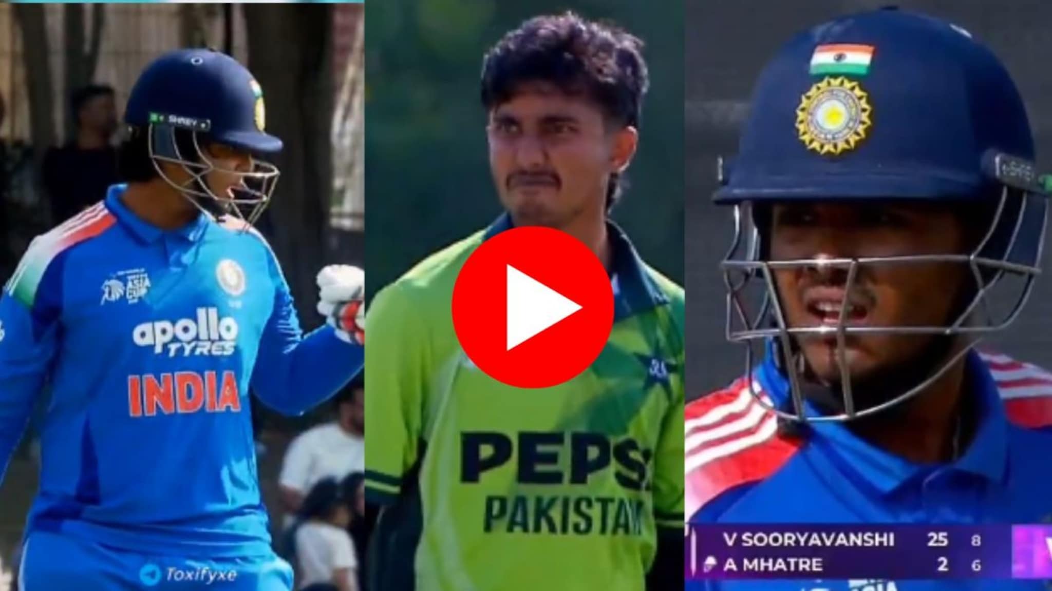 VIDEO : IND vs PAK सामन्यात तुफान राडा, वैभव सूर्यवंशी आणि म्हात्रे पाकिस्तानी खेळाडूच्या अंगावर धावले, LIVE मॅचमध्ये काय घडलं?