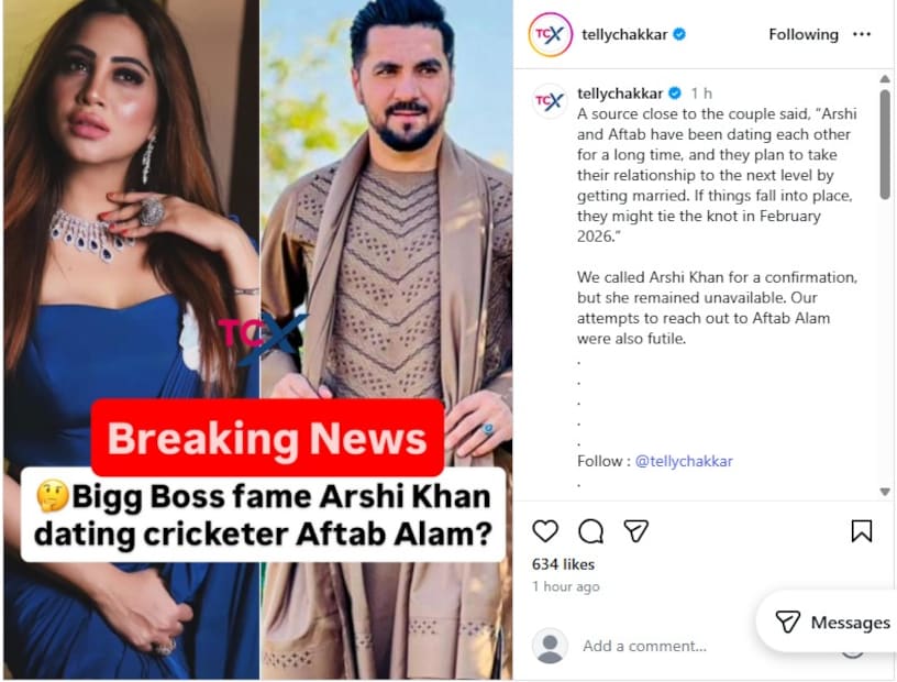 अर्शी खान आणि आफताब आलम गेल्या काही महिन्यांपासून एकमेकांना डेट करत असल्याची माहिती सूत्रांनी दिली आहे. या जोडप्याच्या जवळच्या सूत्रांनी TellyChakkar.com ला माहिती दिली की, 