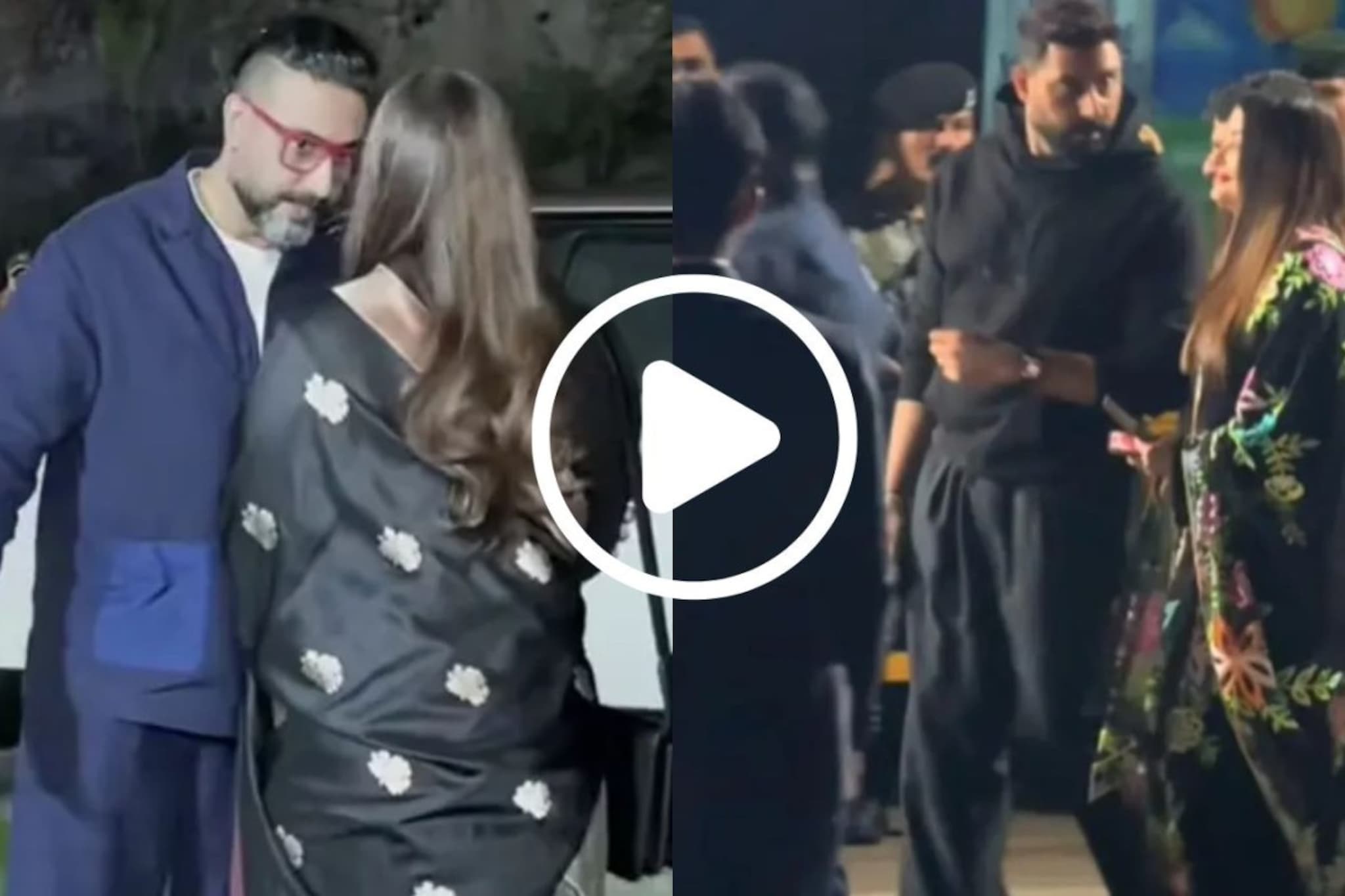 हातात धरला घट्ट हात अन् ऐश्वर्यानं ऐटीत घेतली अभिषेकसोबत एन्ट्री, VIDEO