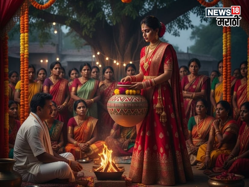 कुंभ विवाह: ज्योतिषीय नियमांनुसार, लग्नापूर्वी जो मांगलिक असेल वधू किंवा वराने कुंभाशी (मातीच्या भांड्याशी) किंवा पिंपळाच्या झाडाशी प्रतिकात्मक विवाह करण्याची परंपरा आहे. टीप : (वरील माहिती सामान्य माहितीवर आधारीत आहेत. न्यूज 18 मराठी याची पुष्टी करत नाही. आपला उद्देश तुमच्यापर्यंत माहिती पोहोचवण्याचा आहे.)