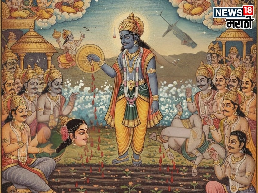 हे कळताच भगवान विष्णूने ताबडतोब आपल्या सुदर्शन चक्राने त्या राक्षसाचे डोके छिन्नविच्छिन्न केले. असे मानले जाते की मसूर डाळ ही स्वरभानूच्या रक्ताच्या थेंबांपासून निर्माण झाली होती. रक्ताशी त्याचा संबंध असल्याने, मसूर डाळ मांसाहारी अन्नाच्या समतुल्य मानतात.