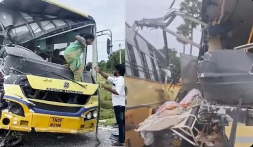 काळ आणि वेळ आली आणि रविवार संध्याकाळ घातवार ठरवून गेली, दोन ट्रॅव्हल्स एकमेकांना धडकल्या, त्यानंतर जे घडलं ते भयंकर होतं. ही धडक इतकी भयंकर होती की दुसऱ्या बसचा एक भाग पूर्ण चिरला गेला होता. फक्त सांगाडा शिल्लक होता. तामिळनाडूतील शिवगंगा जिल्ह्यातील कुम्मनगुडीजवळ आणि कुंद्रकुडी परिसरात रविवारी हा भीषण अपघात झाला. 