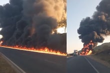 Beed: बीडमध्ये अग्नितांडव, डिझेल टँकरचा स्फोट, महामार्गावर पसरली आग, पहिला VIDEO