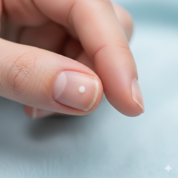 करंगळीवरील पांढरा बिंदू: करंगळीच्या नखावर पांढरा बिंदू दिसणे हे तुमच्या जीवनात अचानक आर्थिक लाभ किंवा व्यवसायात मोठी संधी मिळण्याचे संकेत आहेत. हे बुद्धिमत्तेचे प्रतीक देखील आहे.