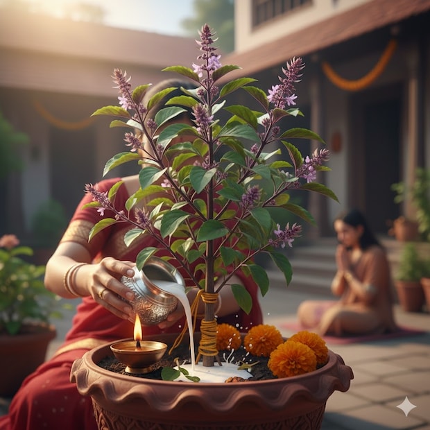 दूध : नवीन वर्षाच्या पहिल्या दिवशी, तुळशीला दूध किंवा पंचामृत अर्पण करा. अर्पण करताना, माता तुळशीला समर्पित मंत्रांचा जप करा आणि तुमच्या अपूर्ण इच्छा पूर्ण करण्यासाठी देवी लक्ष्मी आणि भगवान विष्णूची प्रार्थना करा.