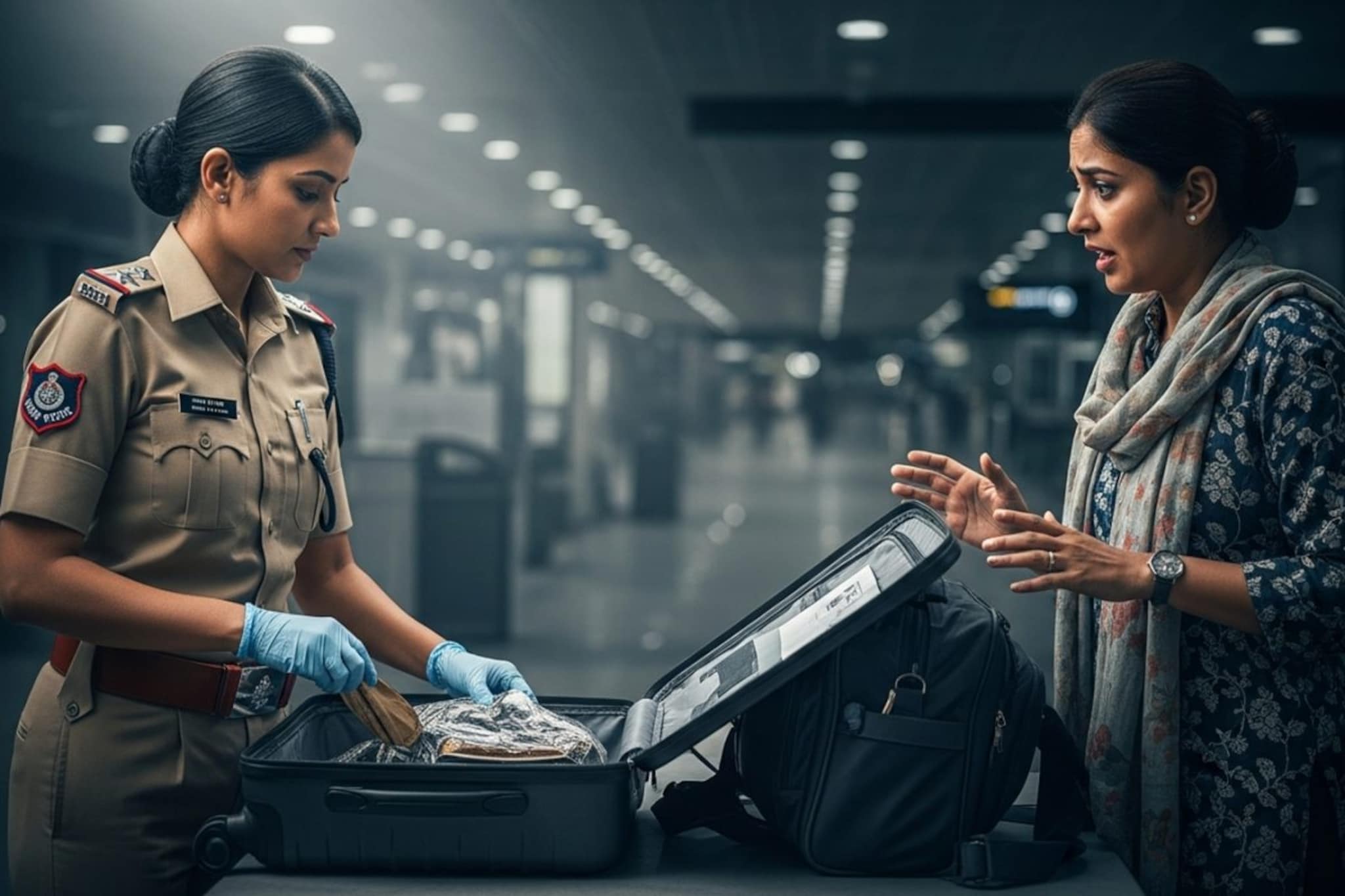 बॅग चेकिंग सुरू असताना महिलाला फुटला घाम, चिप्सचे डबे उघडताच अधिकारी हैराण