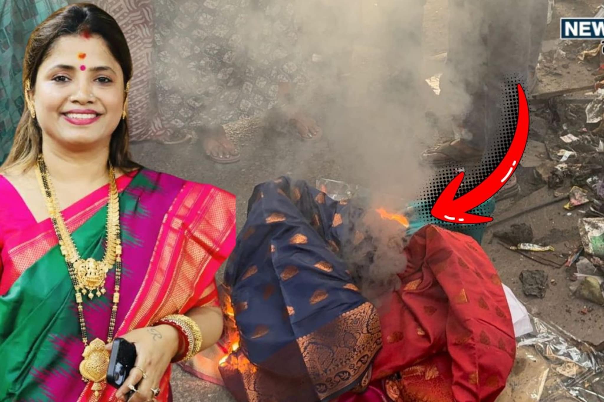 BMC: खासदार पत्नीने साड्या वाटल्या, नागरिकांचा संताप, महागड्या साड्या पेटवल्या