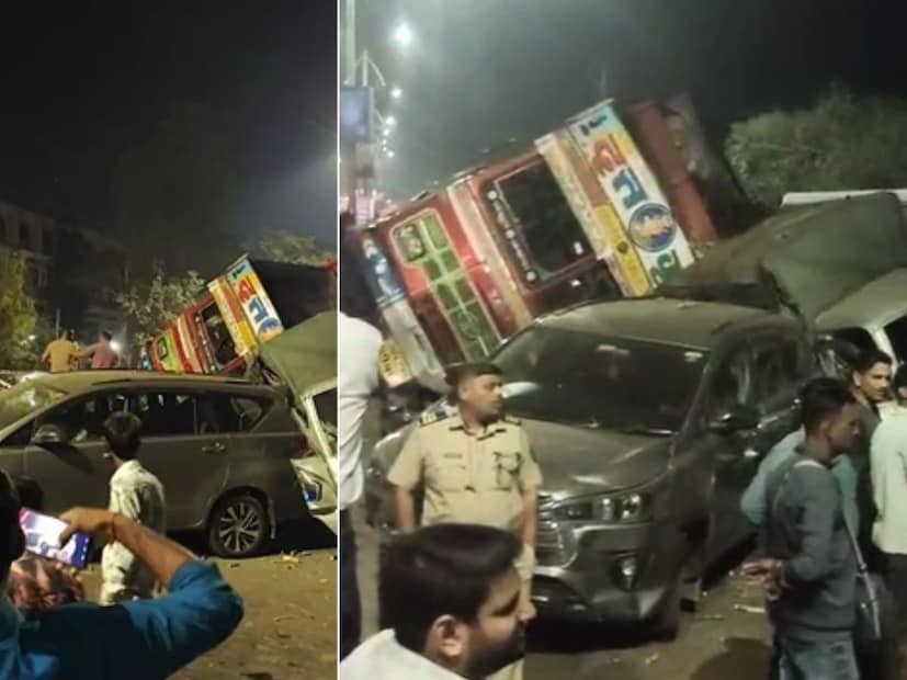 भरधाव ट्रकने समोर असलेल्या खासगी बस, मिनी टॅम्पो, टोयाटो इनोव्हाला धडक दिली. हा अपघात इतका भीषण होता की, धडक दिल्यानंतर ट्रॅक डिव्हायडरला धडकला आणि उलटला. 