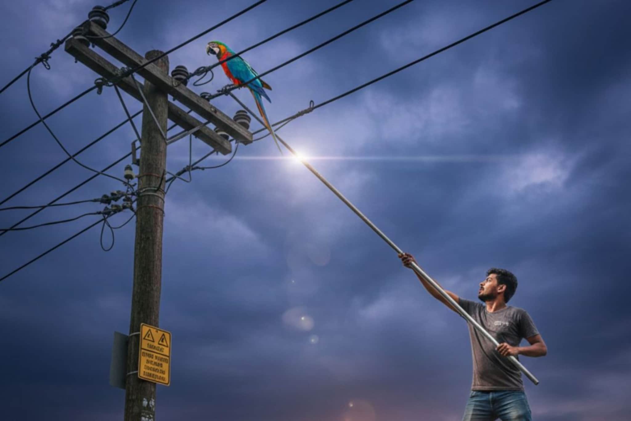 पोपट वाचवण्याचा नादात गमावला जीव, तारेवर बसला म्हणून रॉड घेतला आणि... पोपट वाचवण्याचा नादात गमावला जीव, तारेवर बसला म्हणून रॉड घेतला आणि...