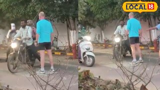 फुटपाथवरून गाडी चालवणाऱ्यांना रोखलं