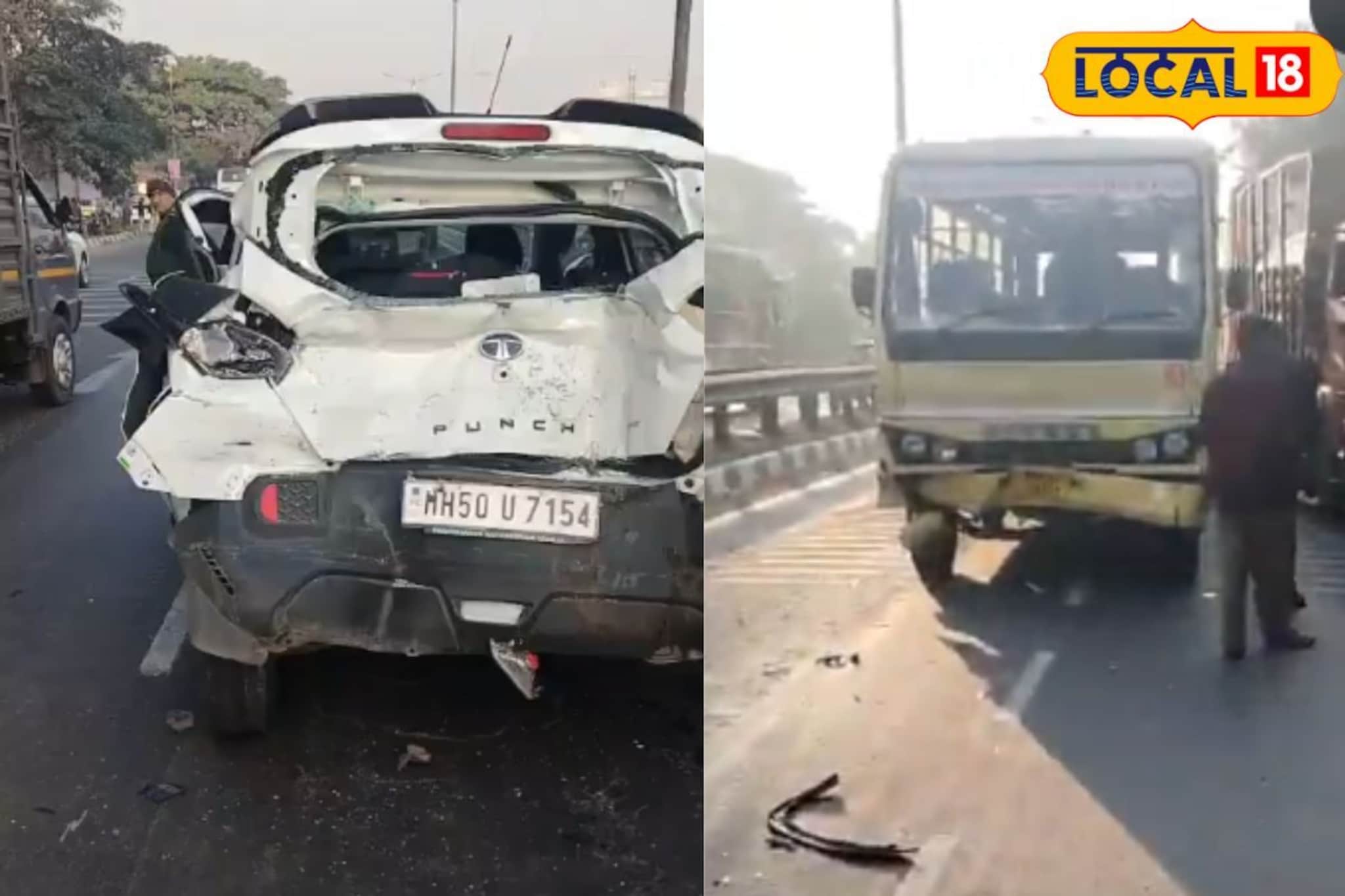 नवले पुलाच्या 'ब्लॅक स्पॉट'वर पुन्हा भीषण अपघात; स्कूल बसने उडवली पंच कार