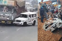 आधी ओव्हरटेक नंतर समोर जाऊन ब्रेक लावला, ट्रक थेट बोलेरोवर उलटला, मन विचलित करणारा VIDEO