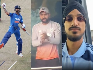 विराटच्या शतकानंतर रोहितचं ऍन्ग्री सेलिब्रेशन, हिटमॅनने कोणते शब्द वापरले? अर्शदीपने थेट सांगितलं, Video विराटच्या शतकानंतर रोहितचं ऍन्ग्री सेलिब्रेशन, हिटमॅनने कोणते शब्द वापरले? अर्शदीपने थेट सांगितलं, Video