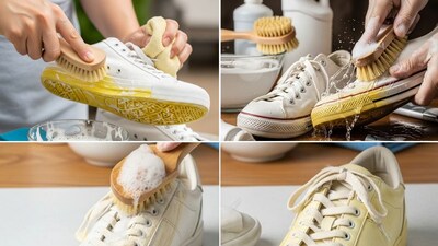 पांढऱ्या शूजचे पिवळे डाग कसे काढावेत?