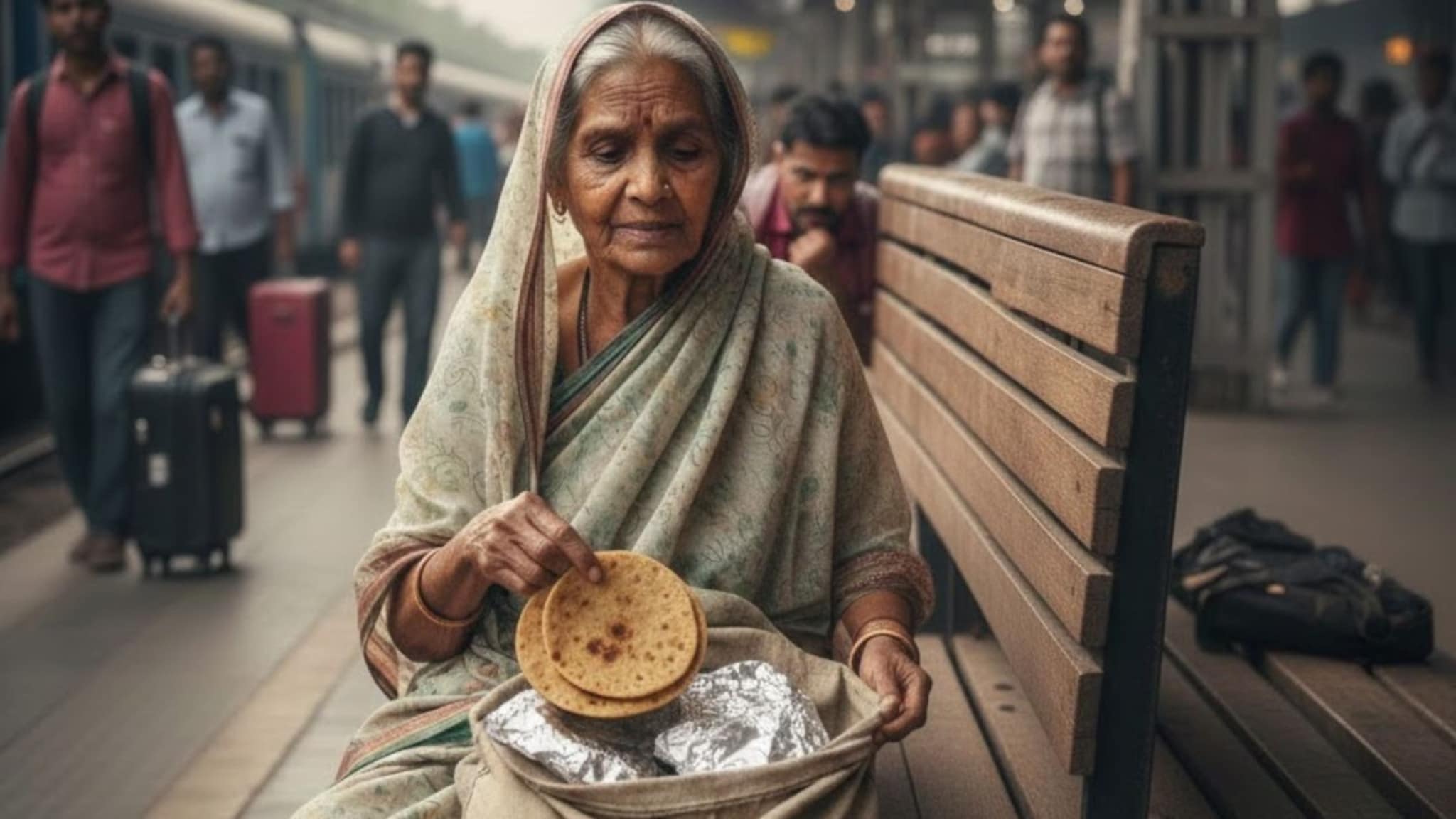 67 वर्षांची आजी आणि झोळीत 4 चपात्या; रेल्वे स्टेशनवर पोलिसांकडून चेकिंग आणि समोर आलं धक्कादायक रहस्य