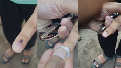 मतदानाची शाई एका मिनिटात गायब! मुंबई, कल्याण ते पुणे सगळीकडे गोंधळ, उमेदवार धास्तावले, नेमका प्रकार काय? मतदानाची शाई एका मिनिटात गायब! मुंबई, कल्याण ते पुणे सगळीकडे गोंधळ, उमेदवार धास्तावले, नेमका प्रकार काय?