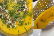 Pithala Bhat : पिठलं आणि भात वेगवेगळं बनवायची गरजच नाही; भातावरचं पिठलं, हटके रेसिपी