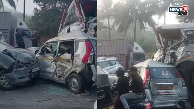 घोडबंदर गायमुख घाटात विचित्र अपघात! वाहनांच्या एकमेकांना जोरदार धडक, पाहा धडकी भरवणारे फोटो