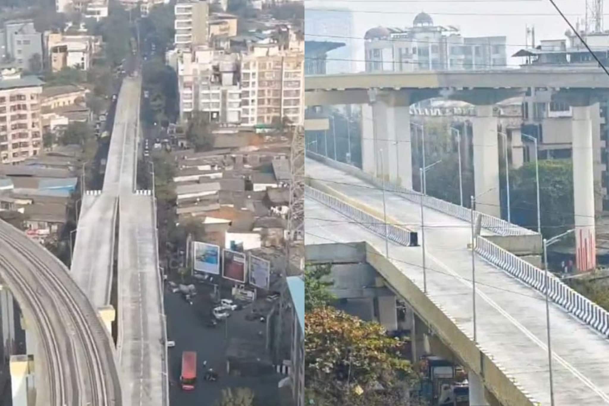 इंजिनिअरिंगचा अजब नमुना, 4 पदरी पूल पुढे 2 पदरी; मुंबई मेट्रोच्या पुलाचा VIDEO