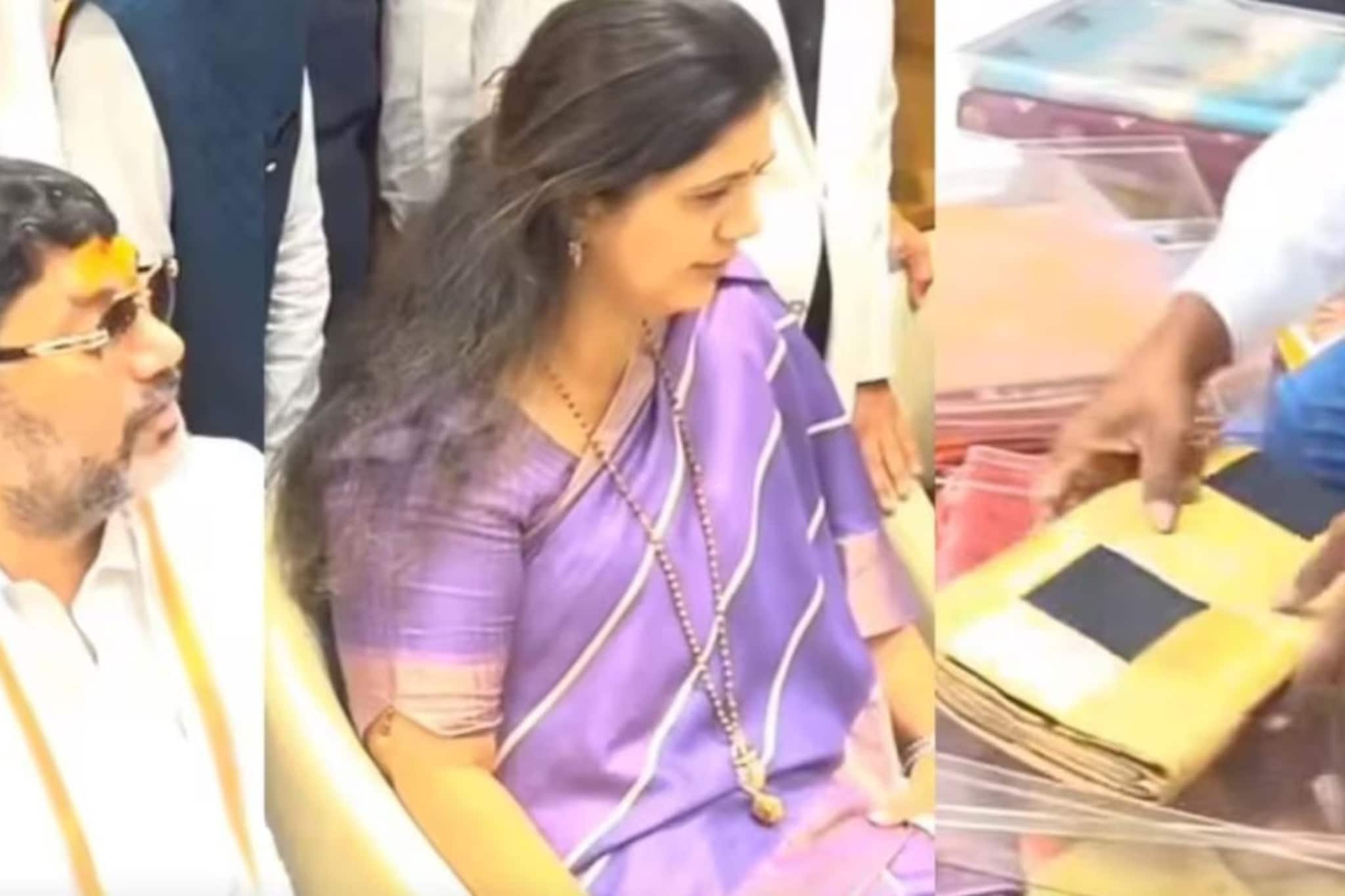 ही साडी नको, ती दाखवा... पंकजा कन्फ्यूज, बहिणीसाठी धनंजय मुंडेंची साडी खरेदी