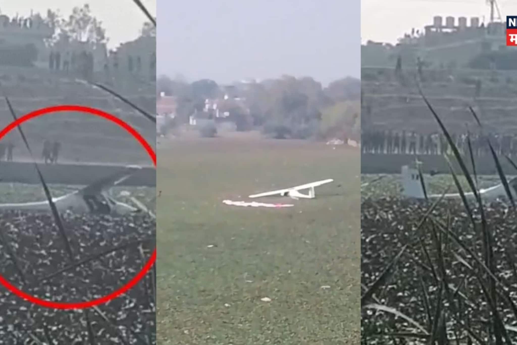 आधी हवेत हेलकावे नंतर तलावात कोसळलं विमान, प्रयागराजमधून पहिला VIDEO