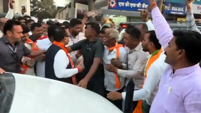 BJP Minister Atul Save's Car Stopped by Angry Workers Over Alliance in Chhatrapati Sambhajinagar