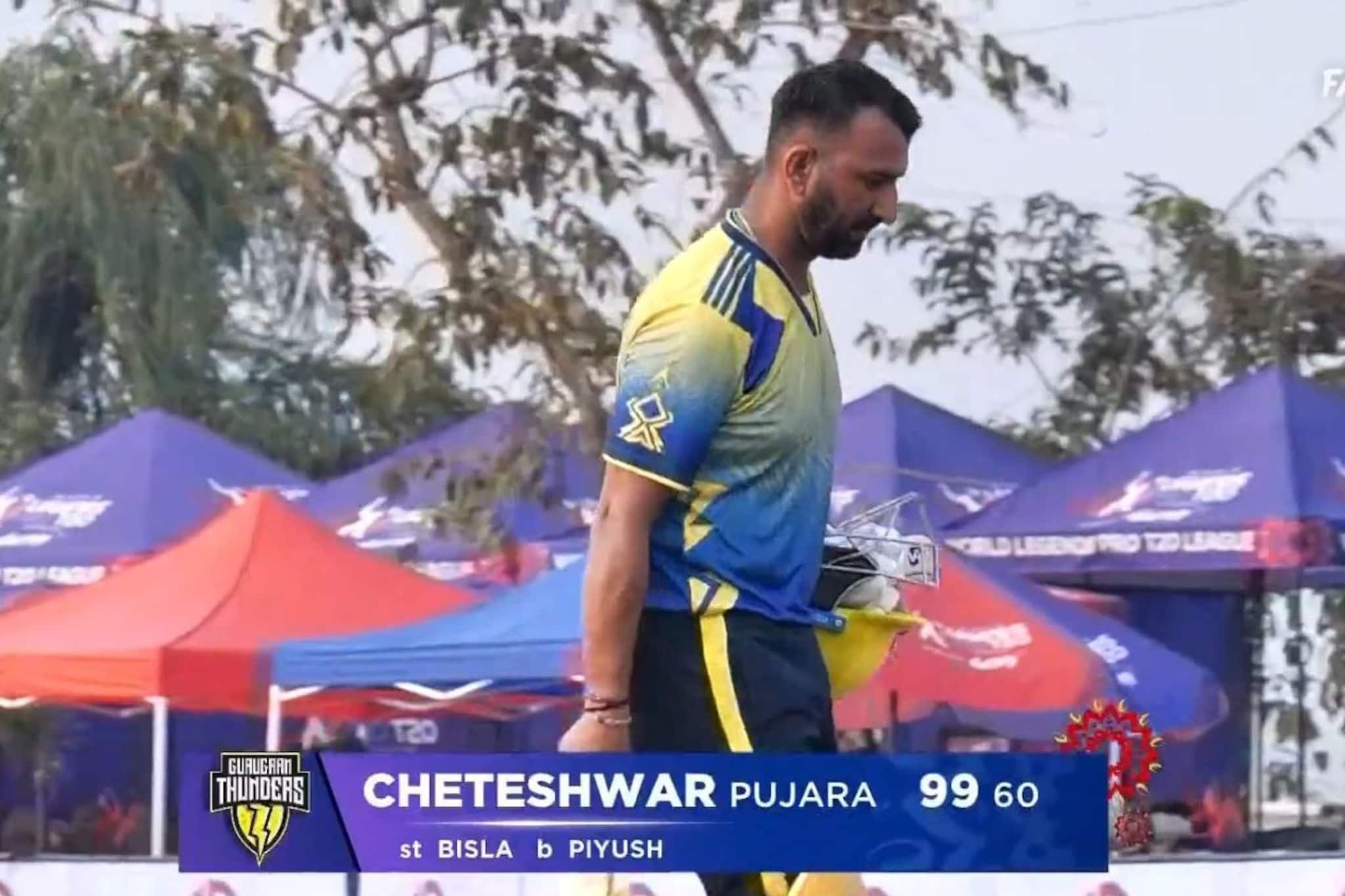 पुजाराने 99 धावांची वादळी खेळी, पण शेवटच्या तीन बॉलमध्ये 3 धावा काढता आल्या नाही